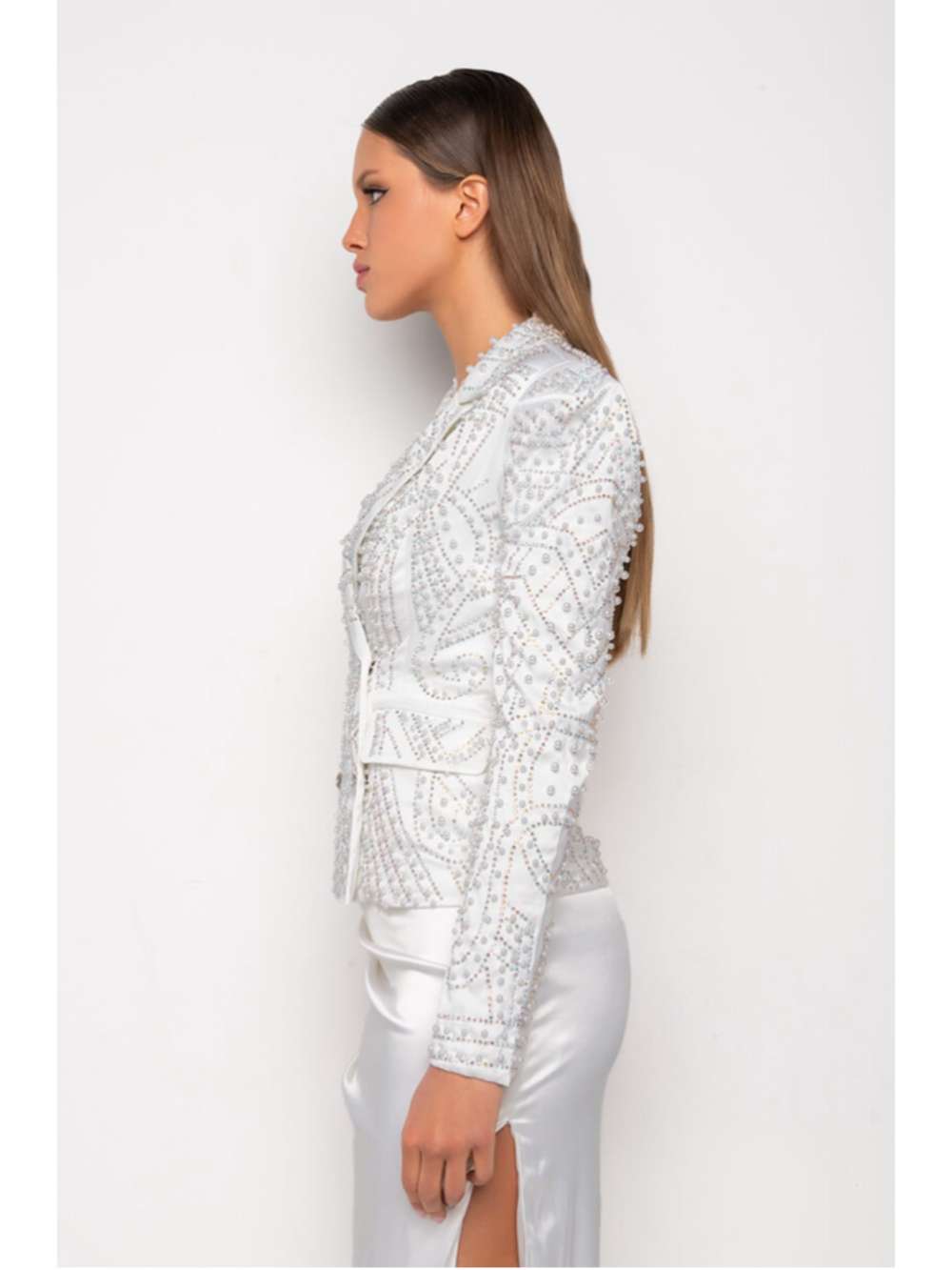 ALL THAT GLITTERS PEARL EMBELLISHED BLAZER SIZE M - Picture 7 of 17